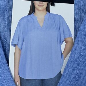 Well Worn Women's XXL Blouse Blue Viscose e1054